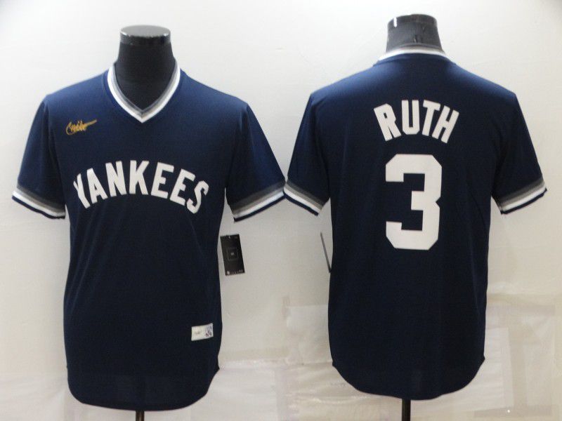 Men New York Yankees #3 Ruth Blue Throwback Game 2022 Nike MLB Jersey
